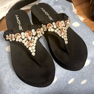 Aimone bejeweled wedge Flip Flops 9